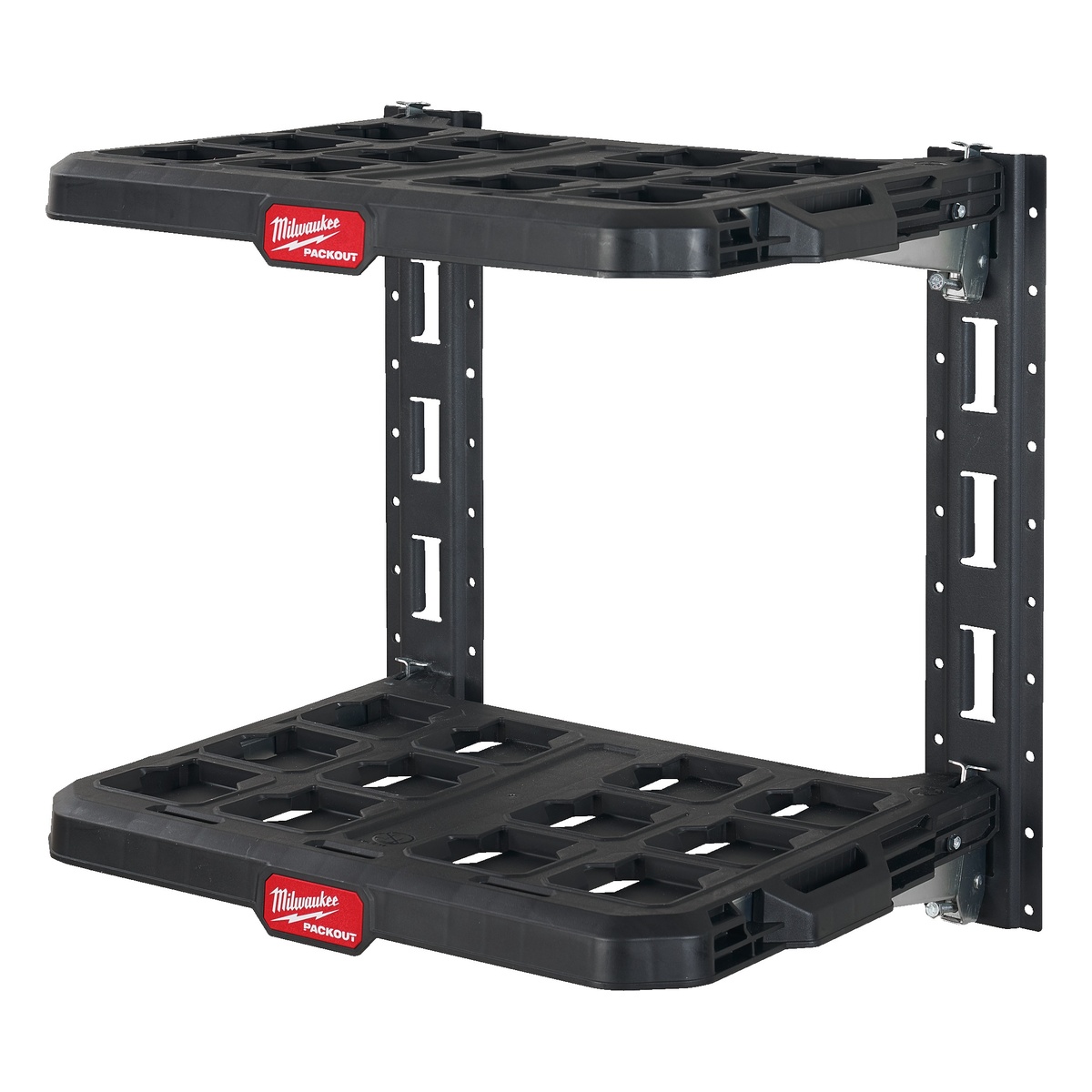 Milwaukee PACKOUT Schienensystem-Set zur Wandmontage: 2 Wandhalterungen, 2 Grundplatten - 1 Stk.