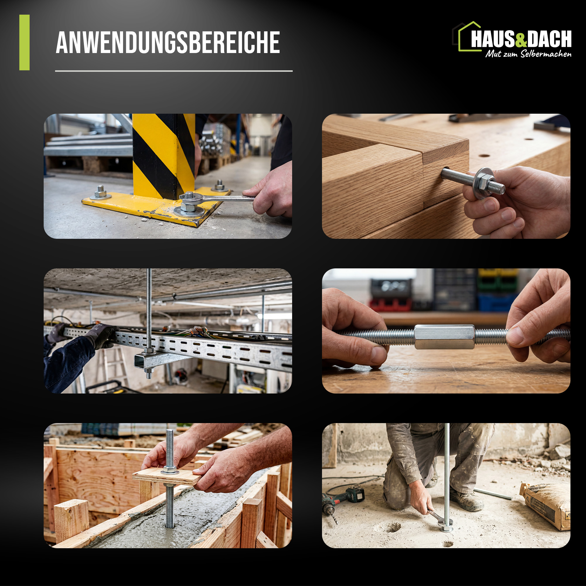 HAUS&DACH Gewindestange M36x1000 mm DIN 975 - Gewindestab für Montage, Bau & Befestigung, Edelstahl A4 - 10 Stk.