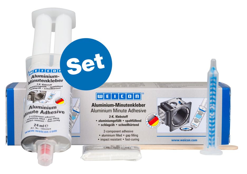 WEICON Aluminium-Minutenkleber, Flüssigmetall Epoxidharzklebstoff, 1 Set, Aluminium WEICON Aluminium-Minutenkleber, Flüssigmetall Epoxidharzklebstoff, 1 Set, Aluminium