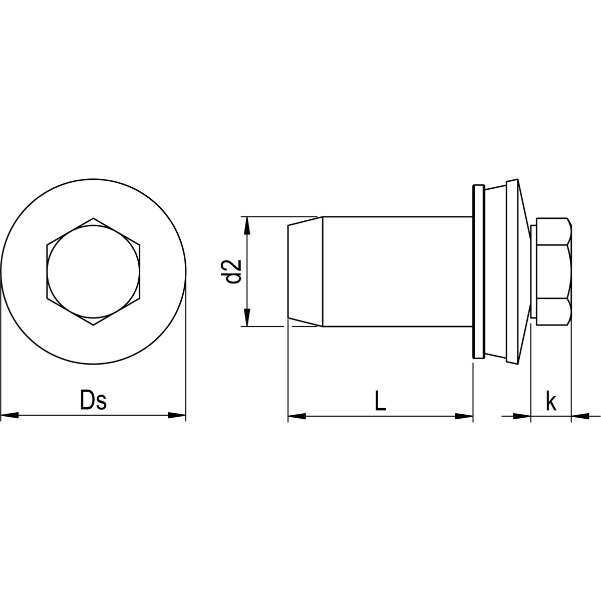 Reisser FixFlex 9,5x16 mm, E16, Edelstahl A2/EPDM, Vollgewinde, SW8 - 50 Stk.