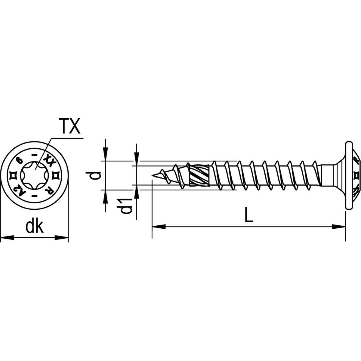 Reisser HBS Tellerkopf Holzbauschraube 6,0x40 mm, Edelstahl A2, Vollgewinde, TX30 - 25 Stk.