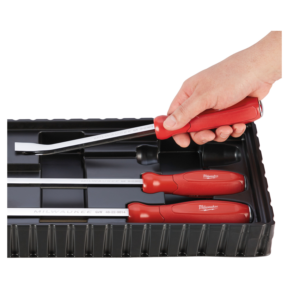 Milwaukee Stemmeisen-Set 4-teilig, 200, 300, 450 und 600 mm, Doppel-T-Profil, Schlagkappe, Komfortgriff