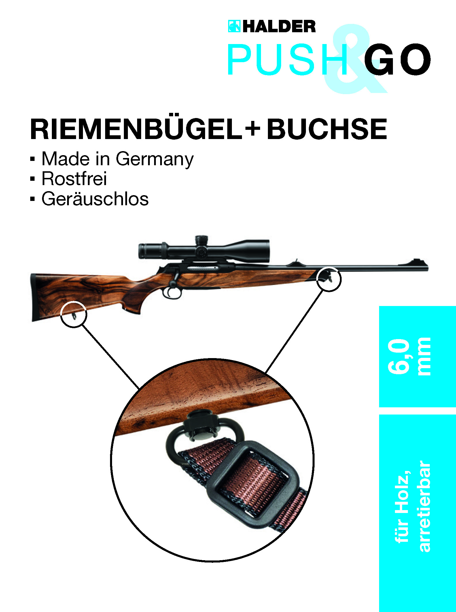 Halder schmaler Bügel mit 6 mm Buchse für Holz, arretierbar