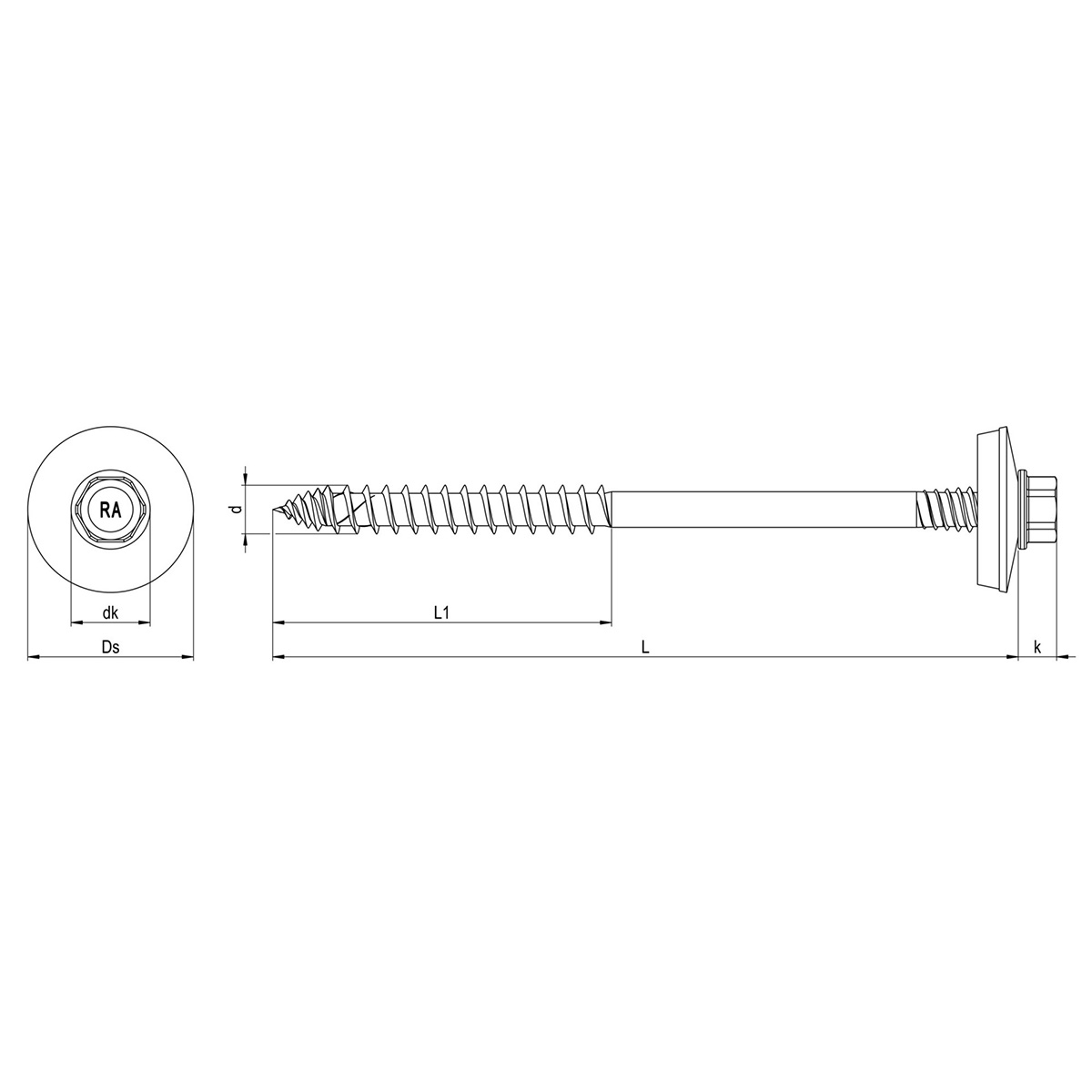 Reisser RP-TD-P Sandwich-Bohrschraube Bimetall (Edelstahl A2/Stahl), Teilgewinde, SW8, 6,5x175 mm - 100 Stk.