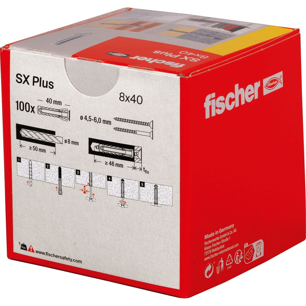 Fischer Dübel SX Plus 8x40 mm - 100 Stk. Fischer Dübel SX Plus 8x40 mm - 100 Stk.