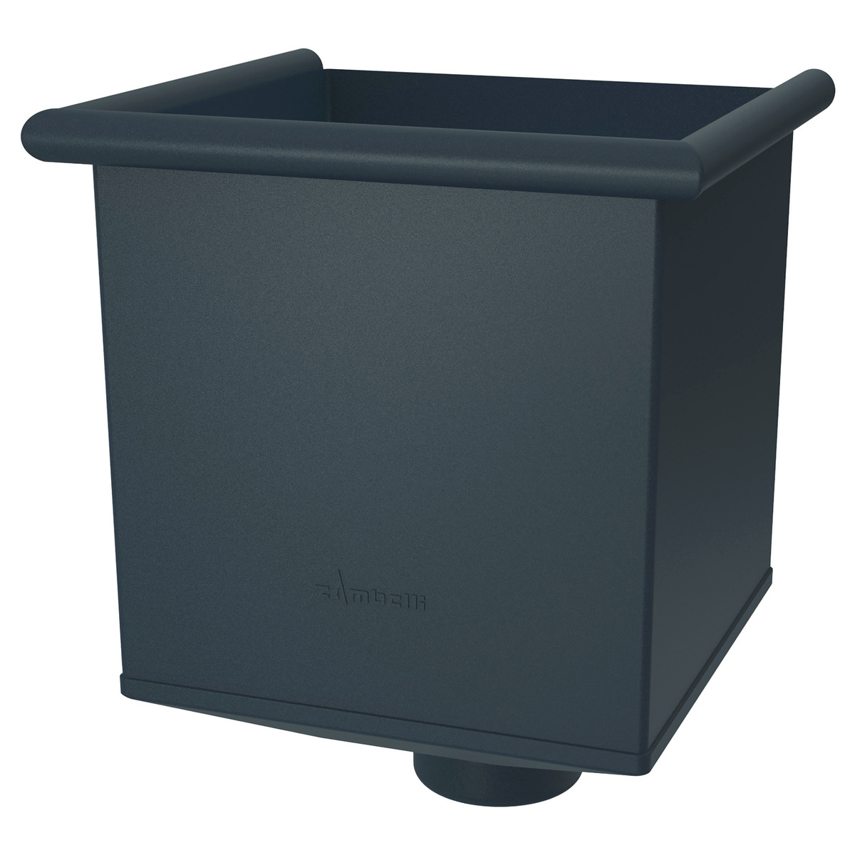 Zambelli Wasserfangkasten quadratisch Ø 80 mm, Anthrazit RAL 7016, COLORDUR, Ablauf exzentrisch - 1 Stk.