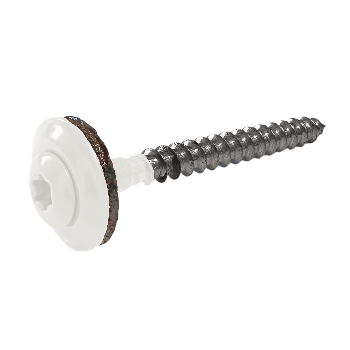 Spenglerschraube 4,5 x 25 mm, RAL 9010 Reinweiß, Edelstahl A2, 2-teilig, 1 Stk. Spenglerschraube 4,5 x 25 mm, RAL 9010 Reinweiß, Edelstahl A2, 2-teilig, 1 Stk.