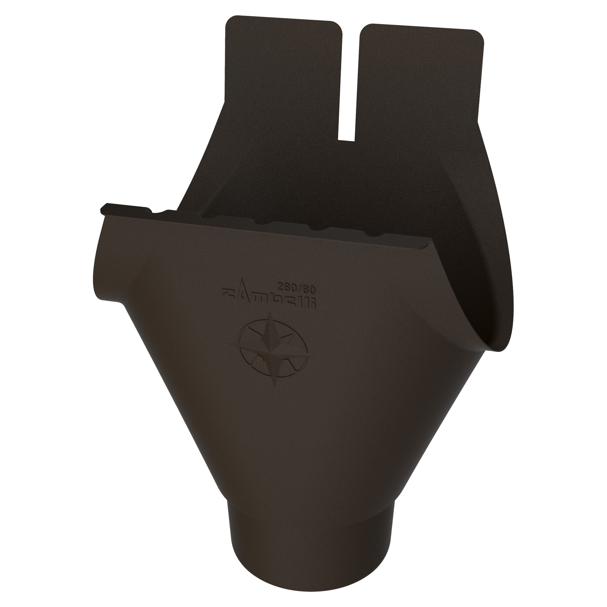 Zambelli Rinnenstutzen Meister-Stutzen oval 250/80, 8-teilig, Dunkelbraun RAL 8019, COLORDUR, hinten gefalzt, mit Zambelli-Logo - 1 Stk.