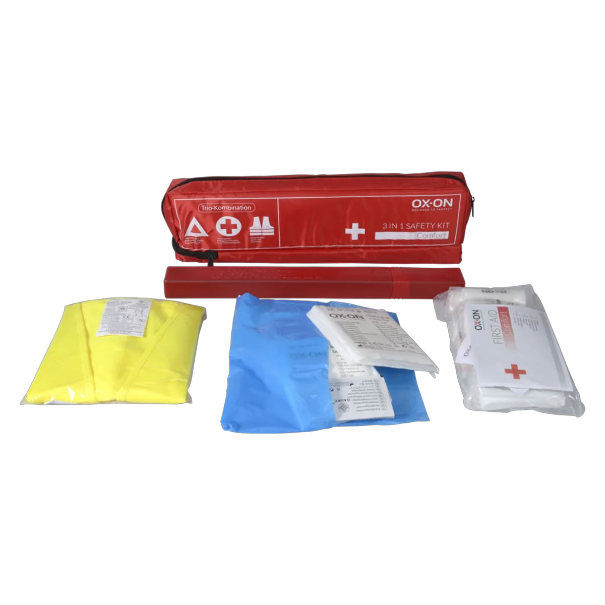 OX-ON 3-in-1 KFZ Safety Kit Erste Hilfe, Warnweste, Warndreieck