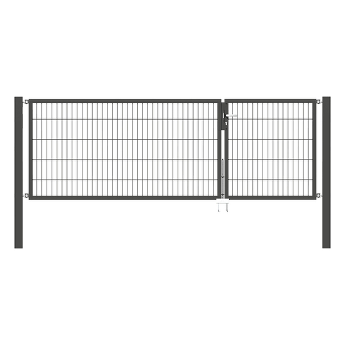 Alberts Doppeltor Flexo, 1000 x 3000 mm, ungleich geteilt, Lichte Breite: 2985 mm, Stahl roh, feuerverzinkt, anthrazit kunststoffbeschichtet RAL 7016