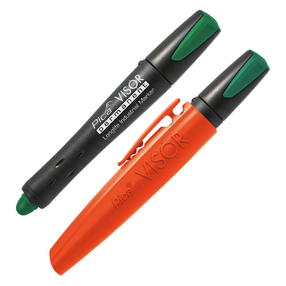 Pica Visor Permanent Marker 990, 10 mm, grün, nachfüllbarer Industriemarker mit Signierkreide