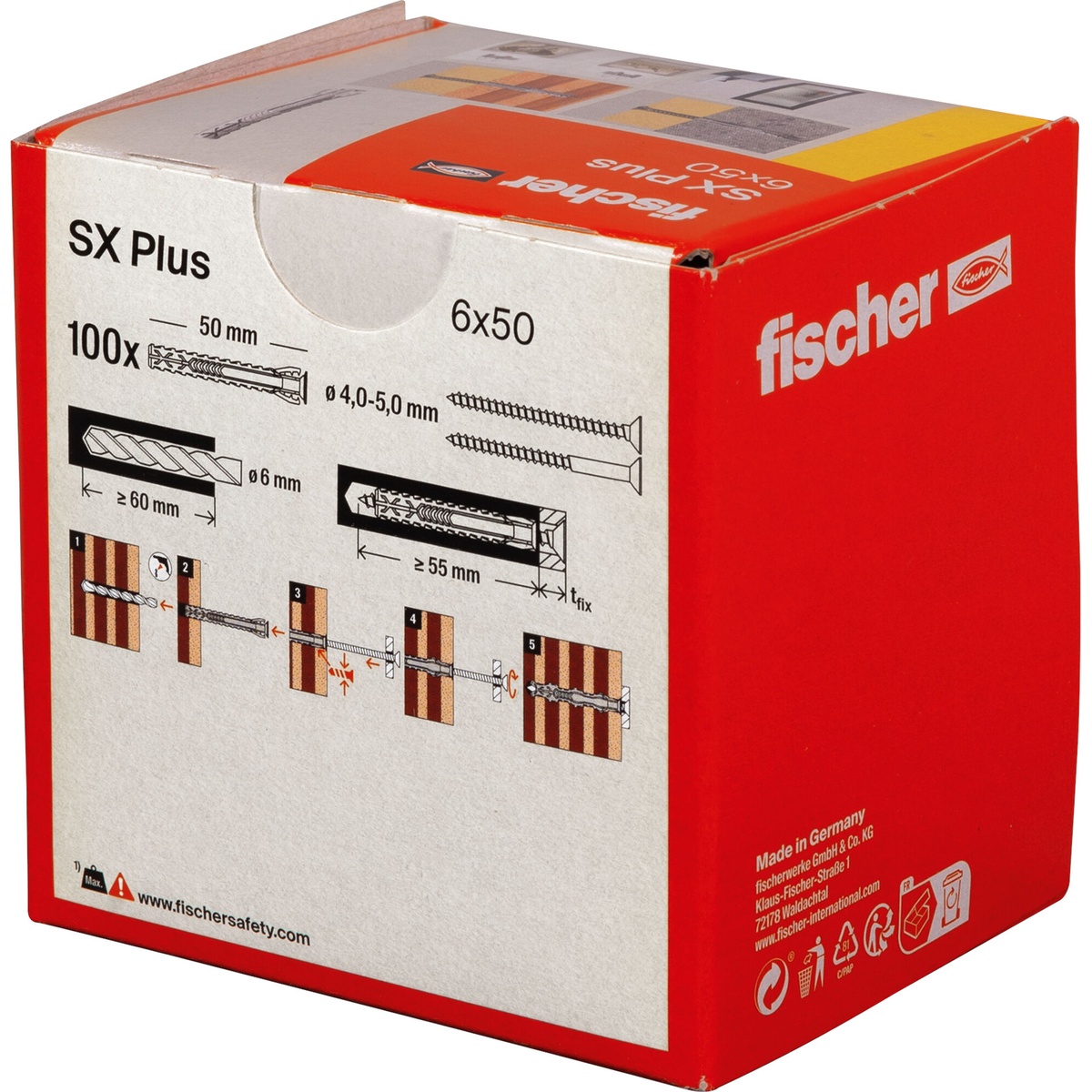 Fischer Dübel SX Plus 6 x 50 mm - 100 Stk. Fischer Dübel SX Plus 6 x 50 mm - 100 Stk.