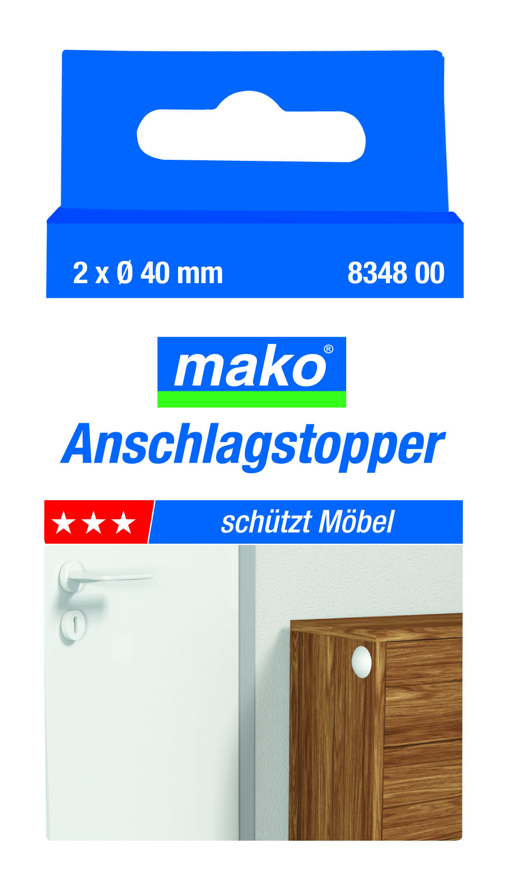 Mako Anschlagstopper selbstklebend weiß 2 Stück