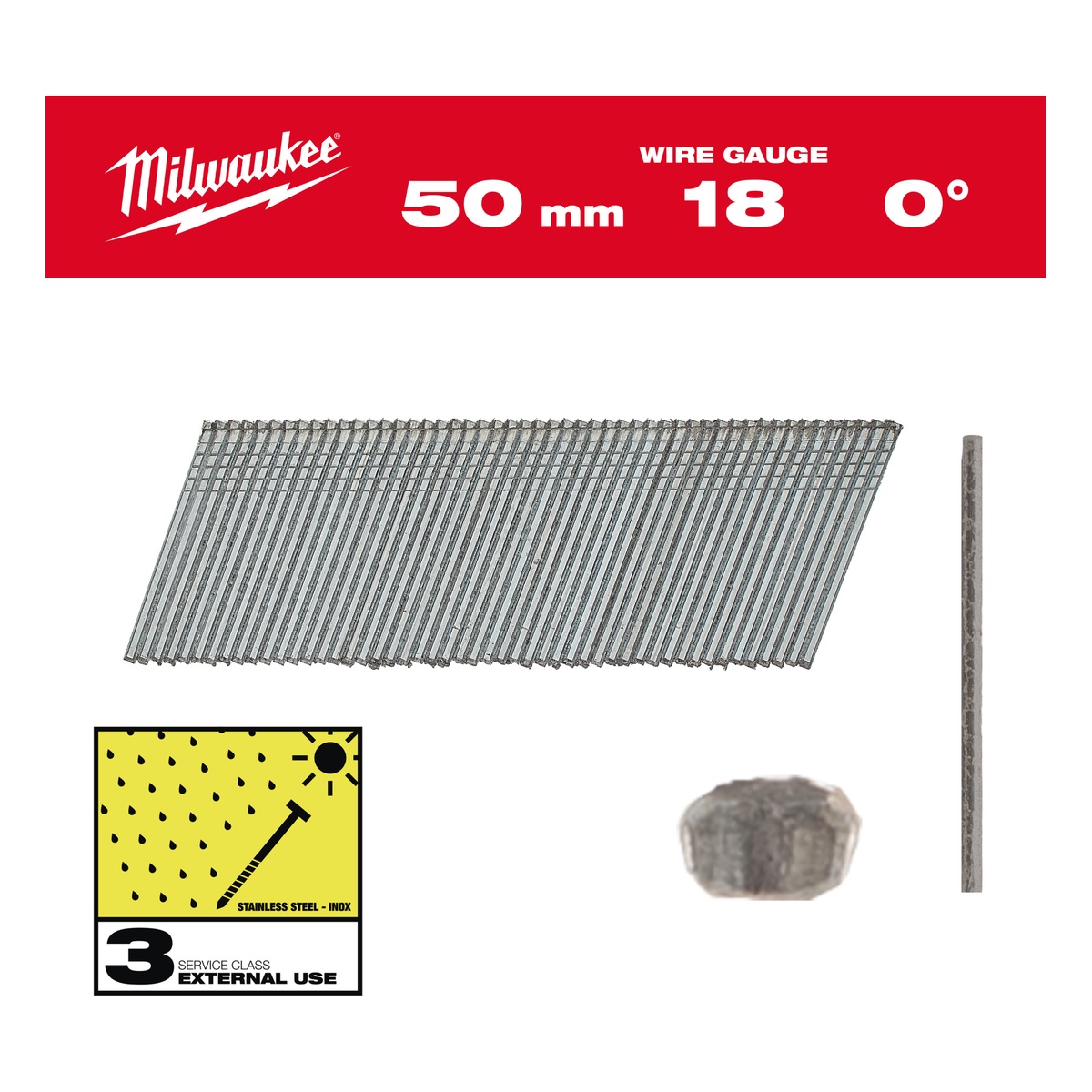 Milwaukee Stauchkopf-Nägel 18 Gauge für M18FN18GS & M18CN18GS 1,05 x 1,25 x 50 mm Edelstahl, 0° - 5000 Stk.