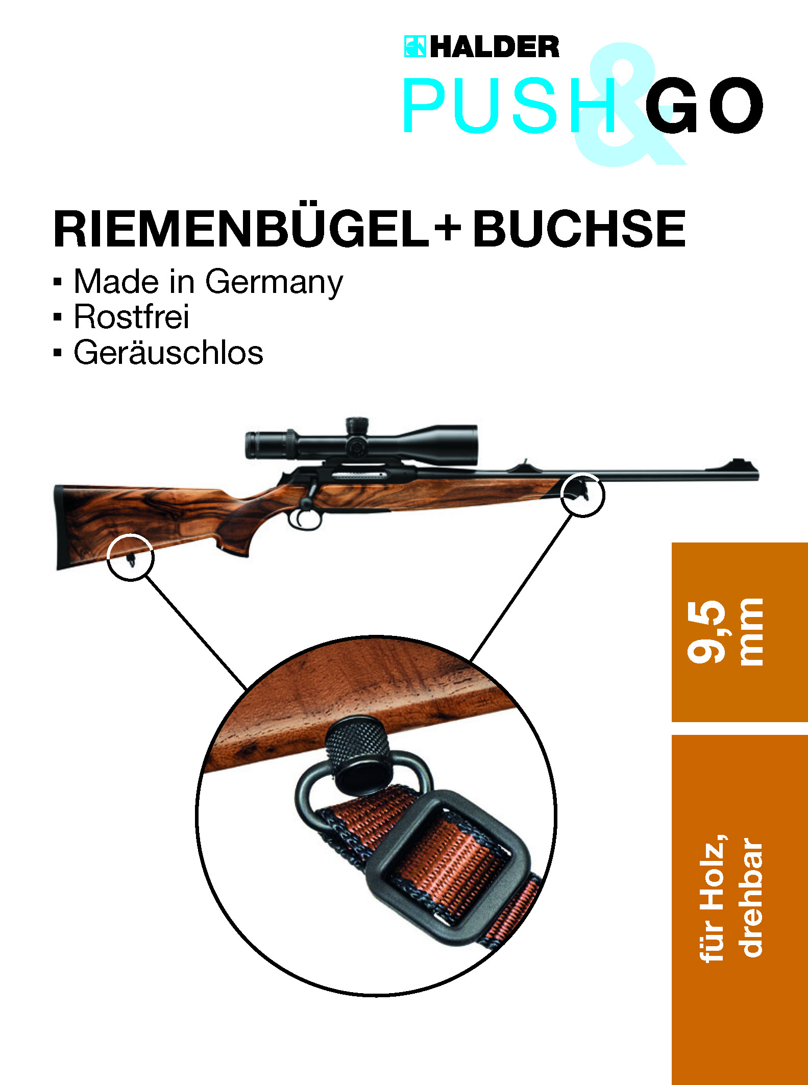 Halder schmaler Riemenbügel mit 9,5 mm Buchse für Holz, drehbar