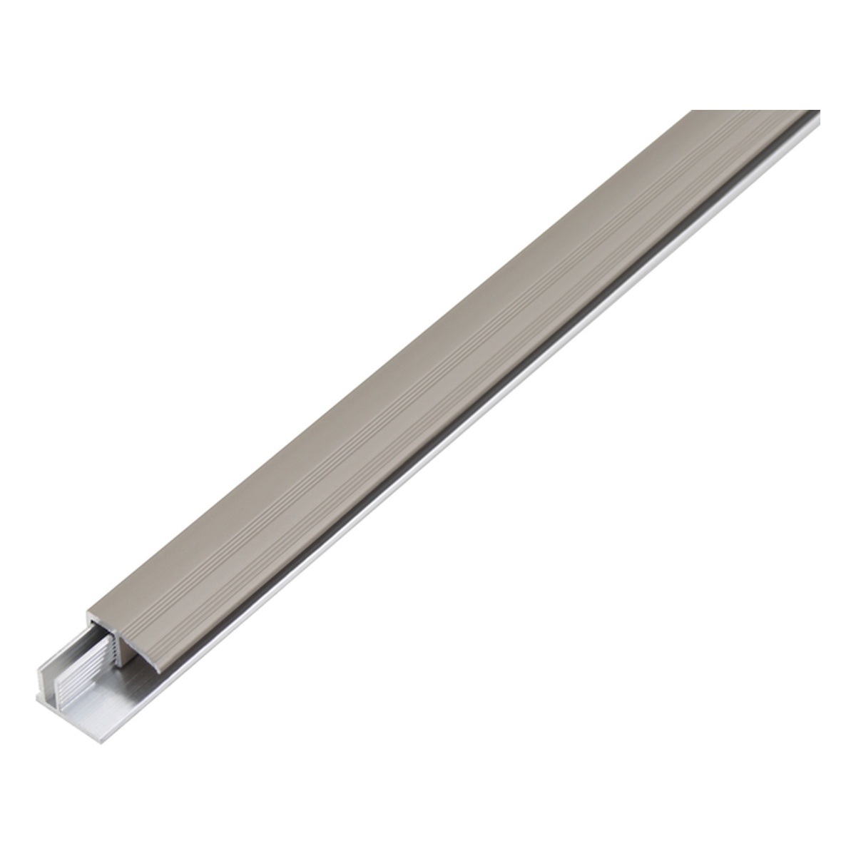 Alberts Abschlussprofil Duo, 22 x 1000 x 18,6 mm, Aluminium, Trägerprofil: blank, Deckprofil: edelstahlfarbig eloxiert - 1 Stk.
