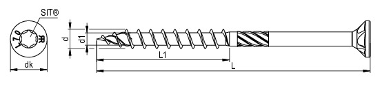 Reisser DNS plus 6,0 x 160 mm Holzbauschraube blau verzinkt Grobgang-VG inkl. SIT-Bit 100 Stück