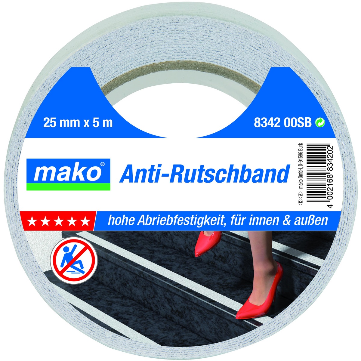 Mako Anti-Rutschband 25 mm x 5 m Weiß