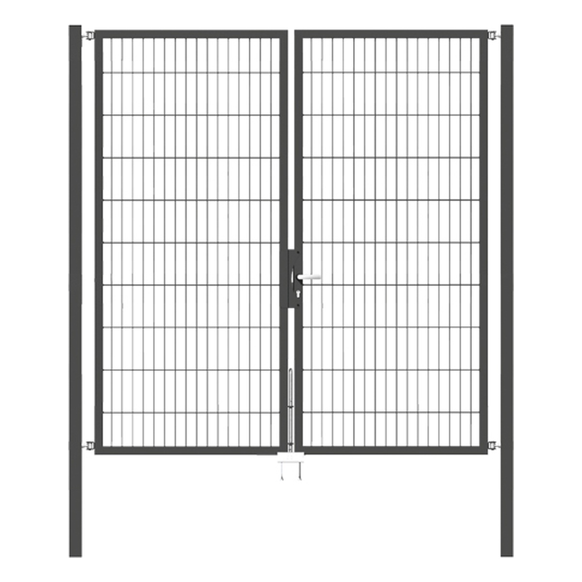 Alberts Doppeltor Flexo, Typ 6/5/6, 2000 x 2000 mm, Pfosten: 60 x 60 mm, Stahl roh, feuerverzinkt, anthrazit kunststoffbeschichtet RAL 7016 - 1 Stk.