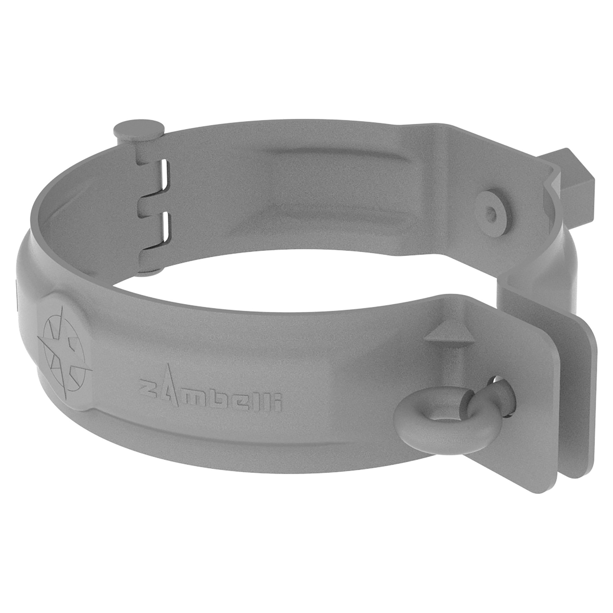 Zambelli Fallrohrschelle Meister-Schelle Ø 100/M10, Weißaluminium RAL 9006, COLORDUR, für Stockschraube - 1 Stk.