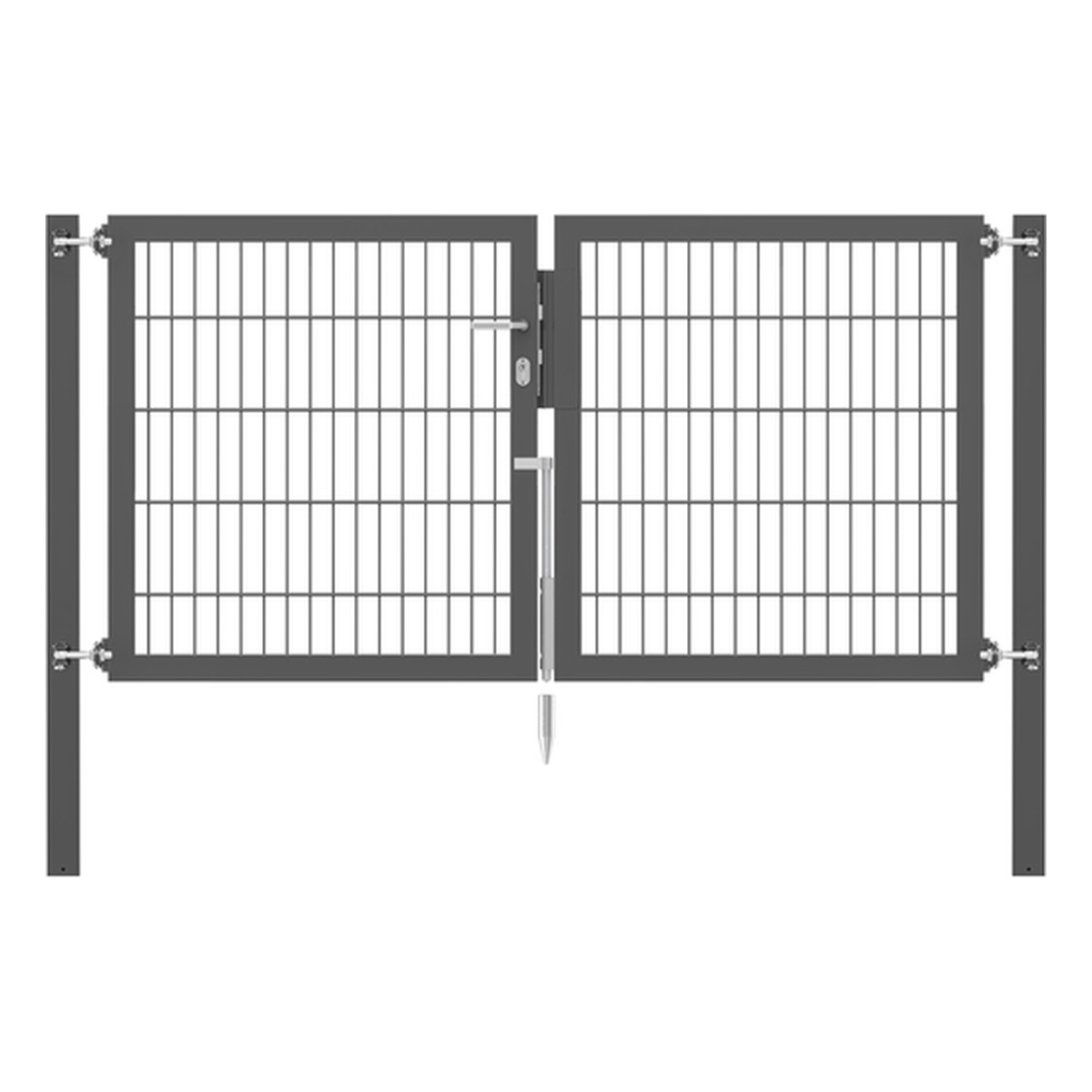 Alberts Doppeltor Flexo Plus, Typ 8/6/8, 1000 x 2000 mm, Pfosten: 80 x 80 mm, Stahl roh, feuerverzinkt, anthrazit kunststoffbeschichtet RAL 7016 - 1 Stk.