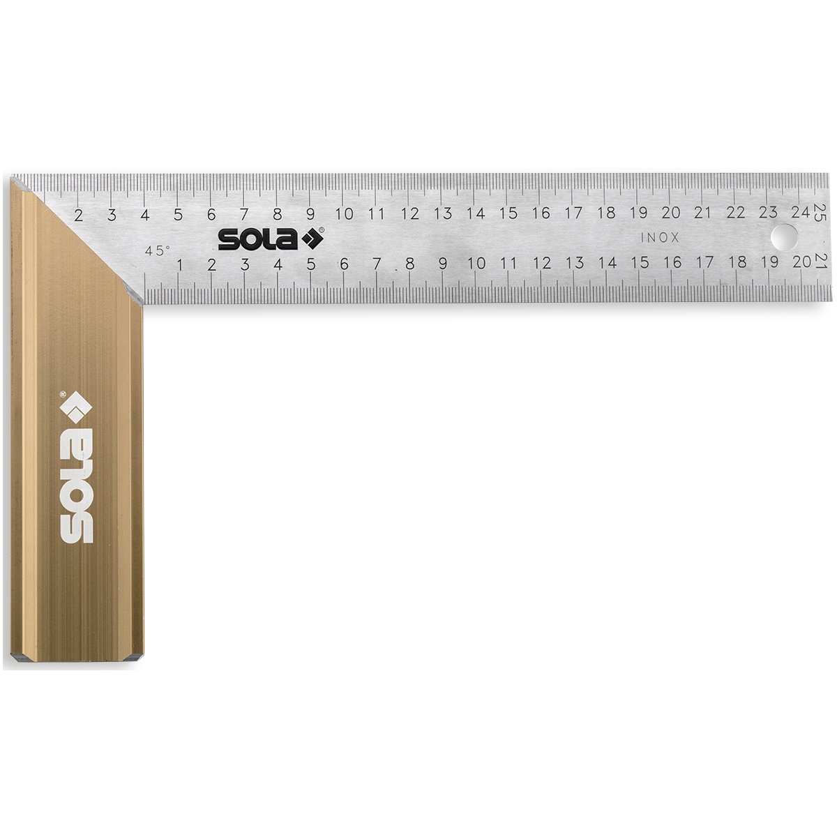 Sola Schreinerwinkel SRB, 500 x 170 mm, rostfreie Federstahlklinge, Aluminiumgriff mit Gehrungsanschlag