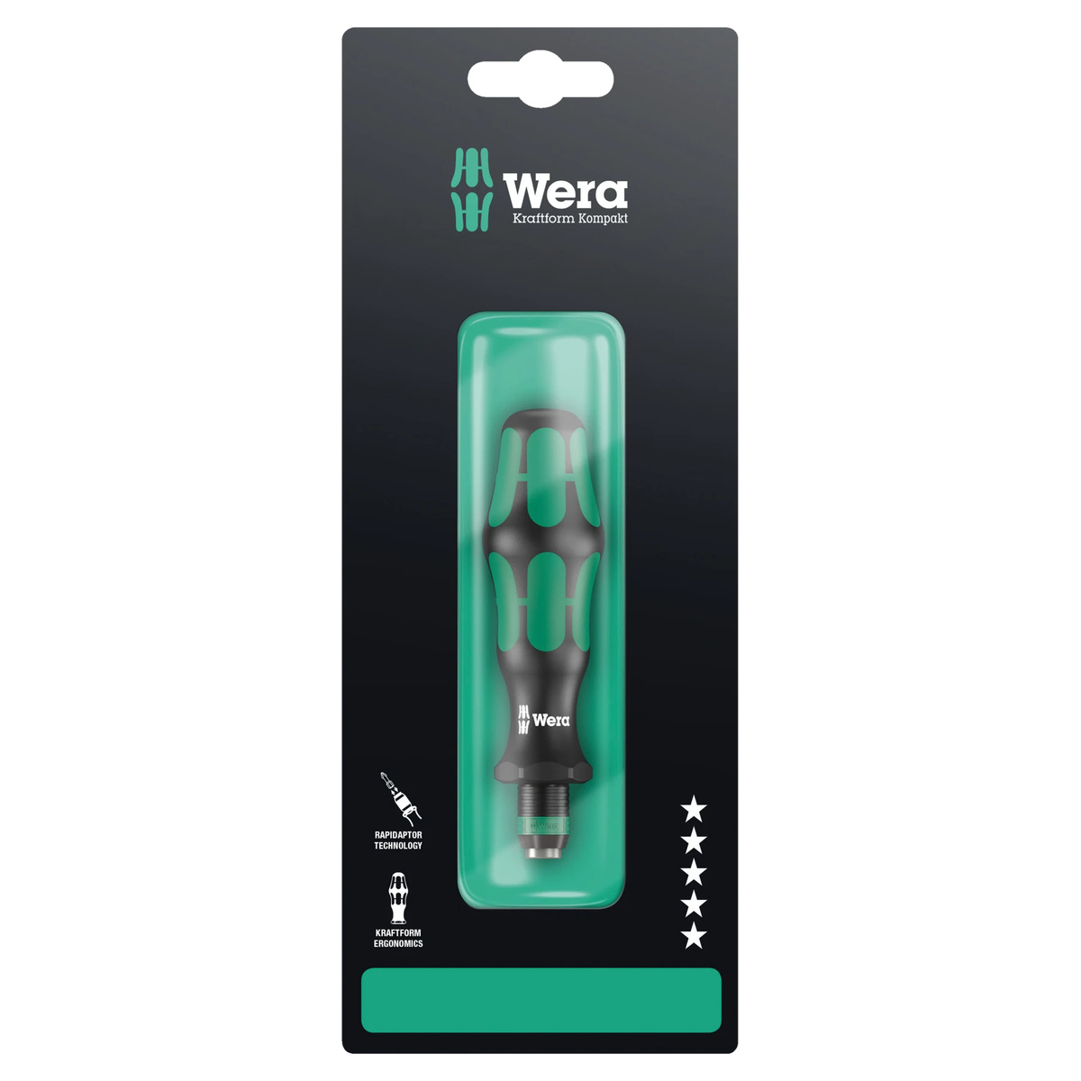 Wera Bit-Handhalter Kraftform Plus mit Rapidaptor Schnellwechselfutter, 119 mm, magnetisch, für 1/4 Zoll Bits