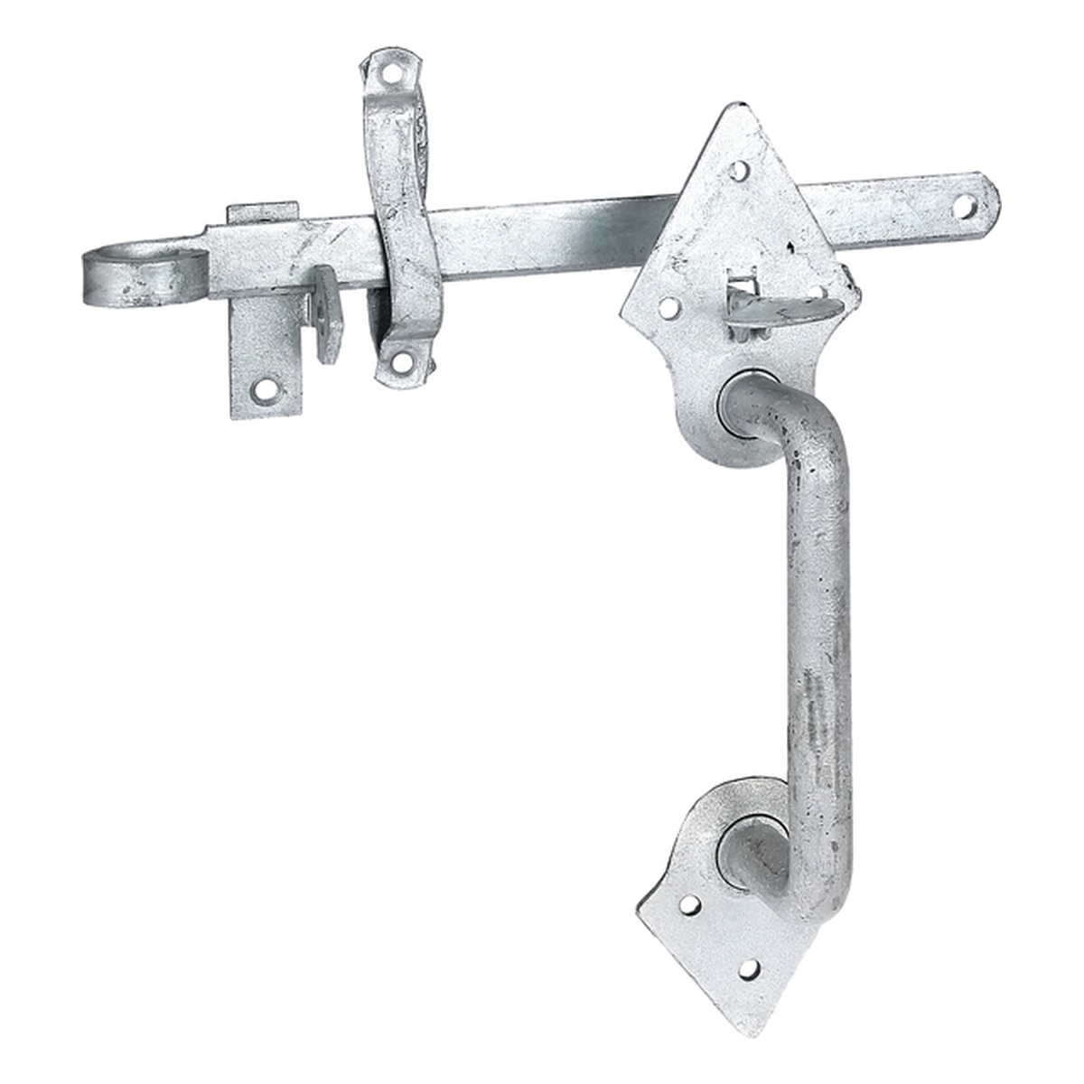 Alberts Klinken-Set für Flechtzaun-Tore und leichte Holztore, 260 mm, Stahl roh, feuerverzinkt - 1 Stk.