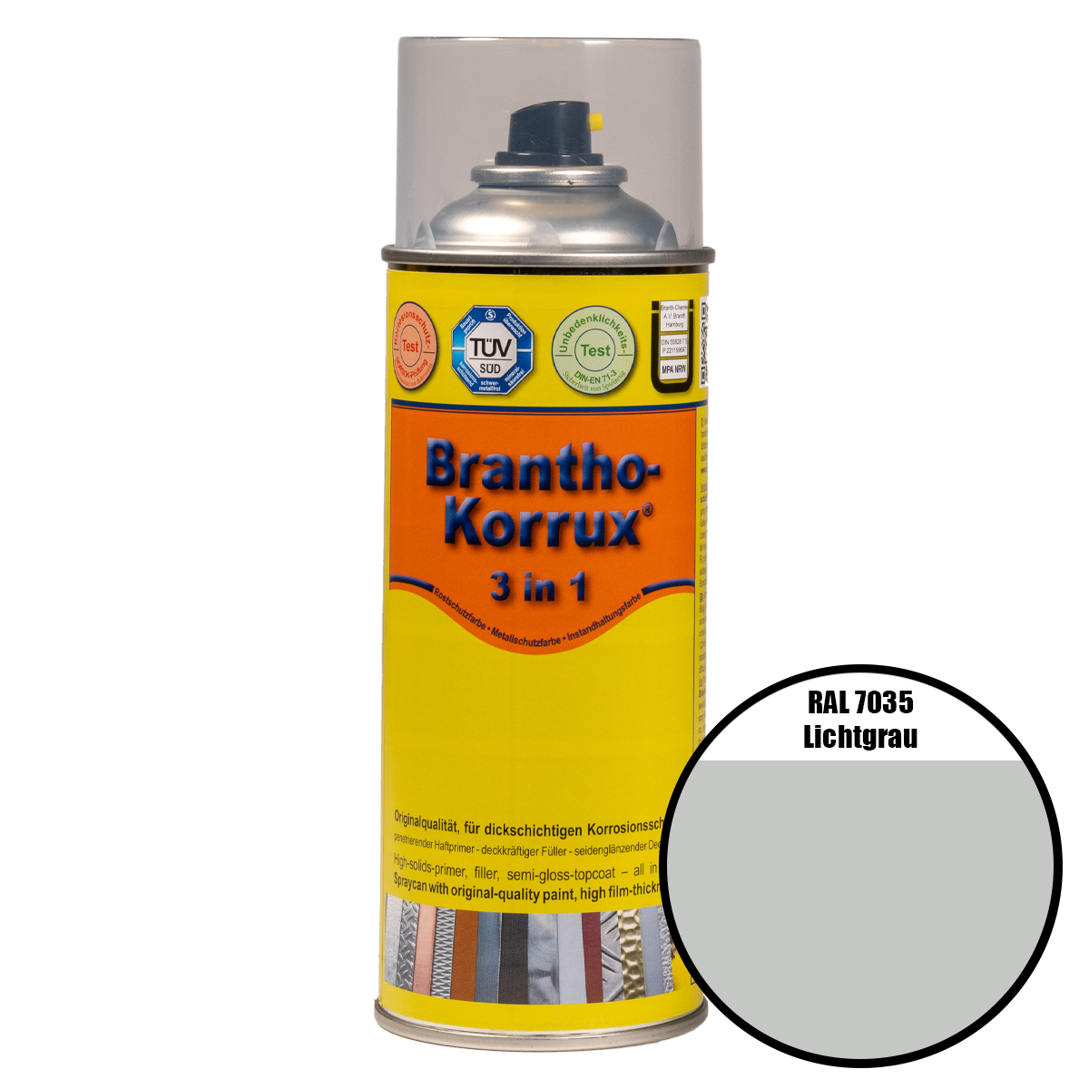 Brantho-Korrux "3 in 1"-Komfort-Sprühdose RAL 7035 lichtgrau 400 ml Brantho-Korrux "3 in 1"-Komfort-Sprühdose RAL 7035 lichtgrau 400 ml