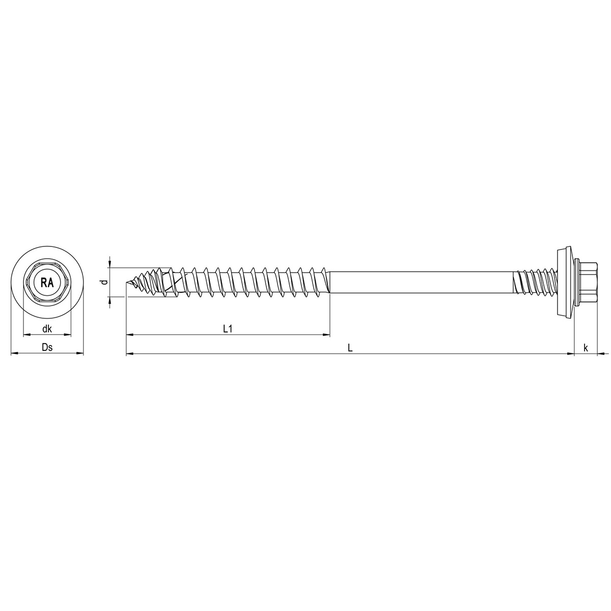 Reisser RP-TD-P Sandwich-Bohrschraube Bimetall (Edelstahl A2/Stahl), Teilgewinde, SW8, 6,5x250 mm - 50 Stk.