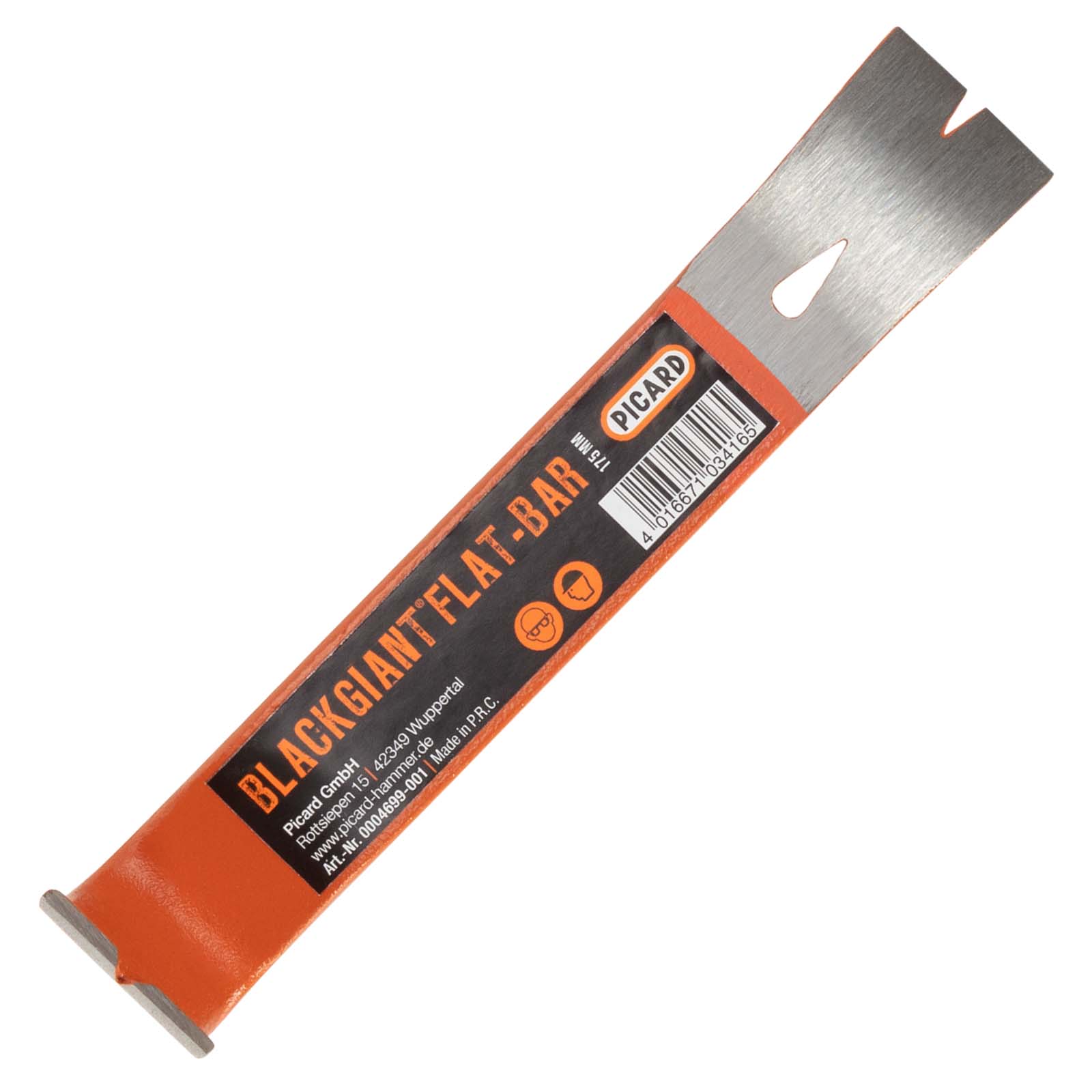 Picard Nageleisen BlackGiant Flat-Bar 175 mm, 30 mm breit, flach, mit Nagelheber und gestanztem Nagelzug