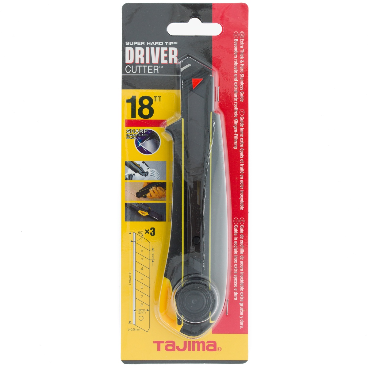 Tajima Driver Cutter 18 mm 13 Razar Black Klingen Dial Lock - 1 Stk.
