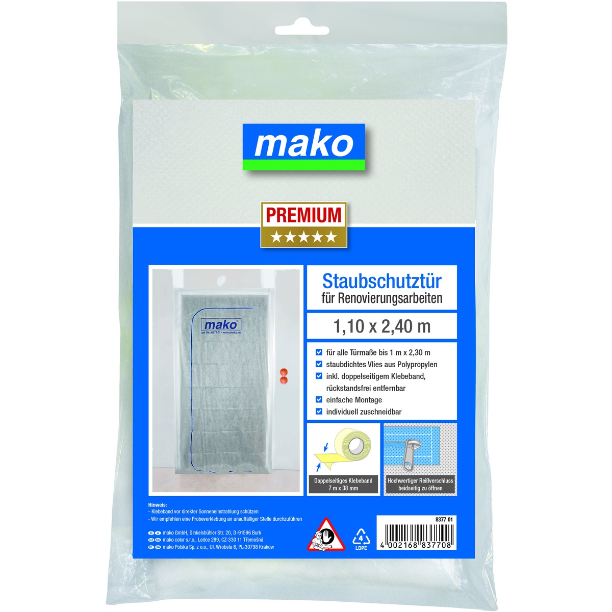 Mako Staubschutztür 2,4 m x 1,1 m