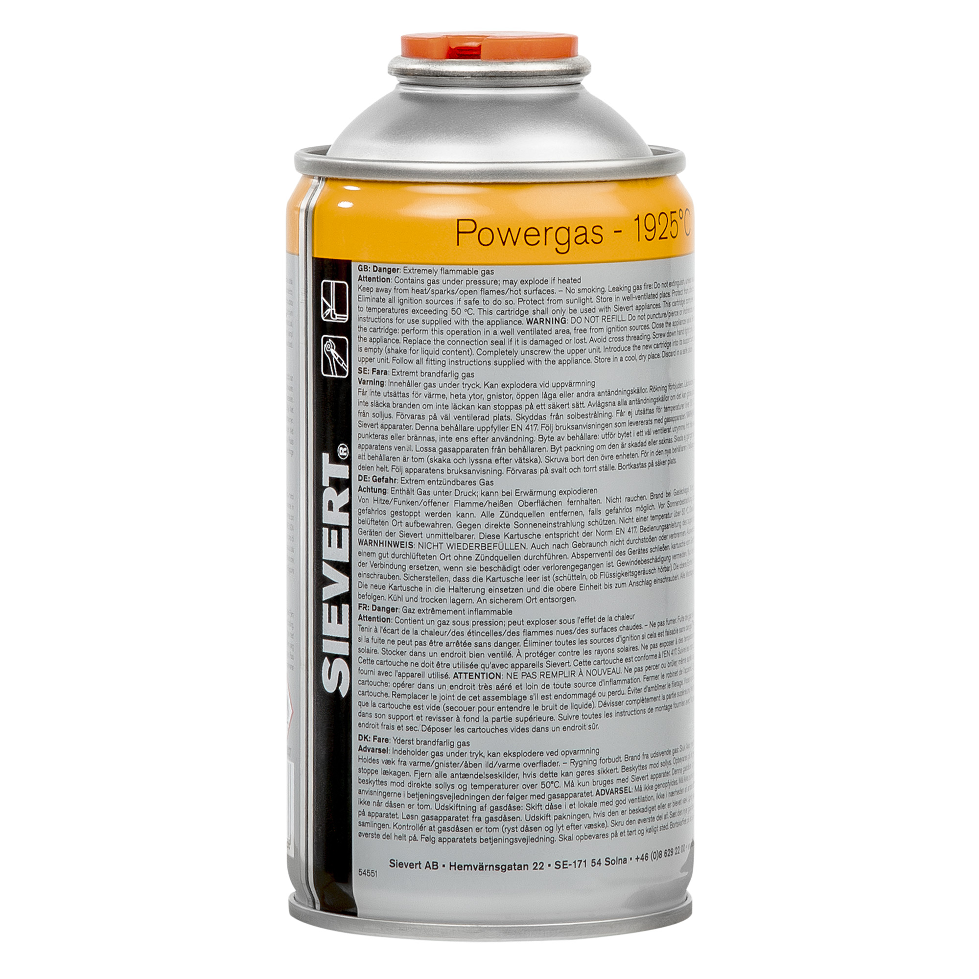 Sievert Schraubkartusche Powergas 175 g, Anschluss 7/16" - 1 Stk.
