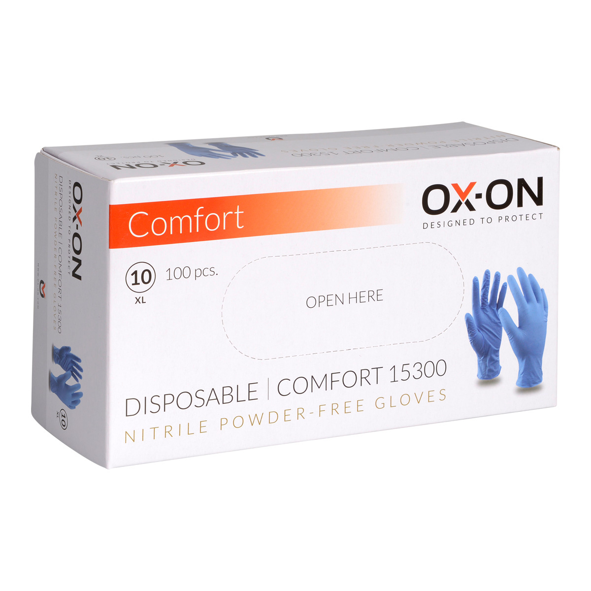 OX-ON Disposable Comfort 15300 Nitril-Einweghandschuhe blau, Größe 10 (XL), 100 Stück
