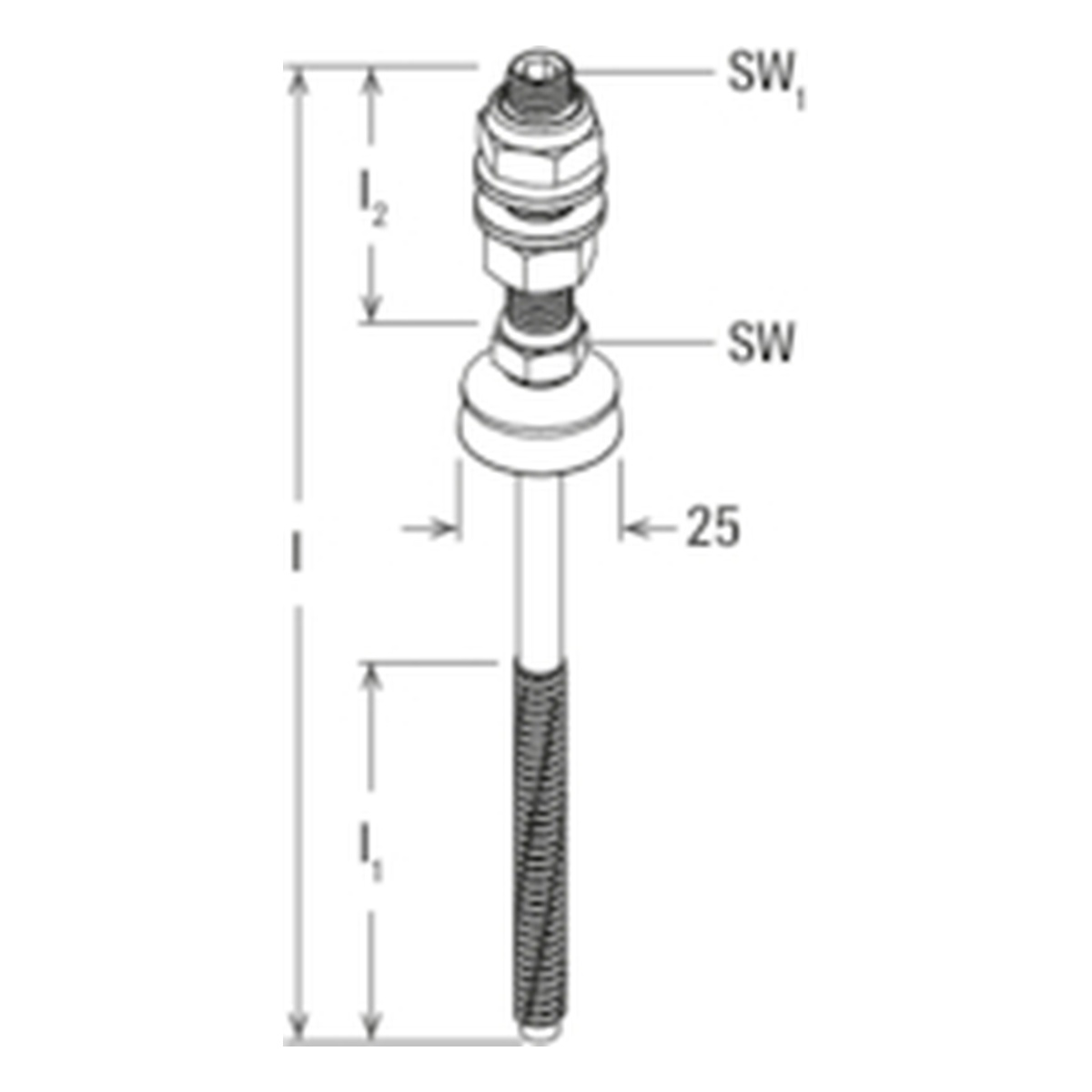 fischer Stockschraube STSI M10 x 250 mm A2, rostfreier Stahl A2 - 10 Stk.