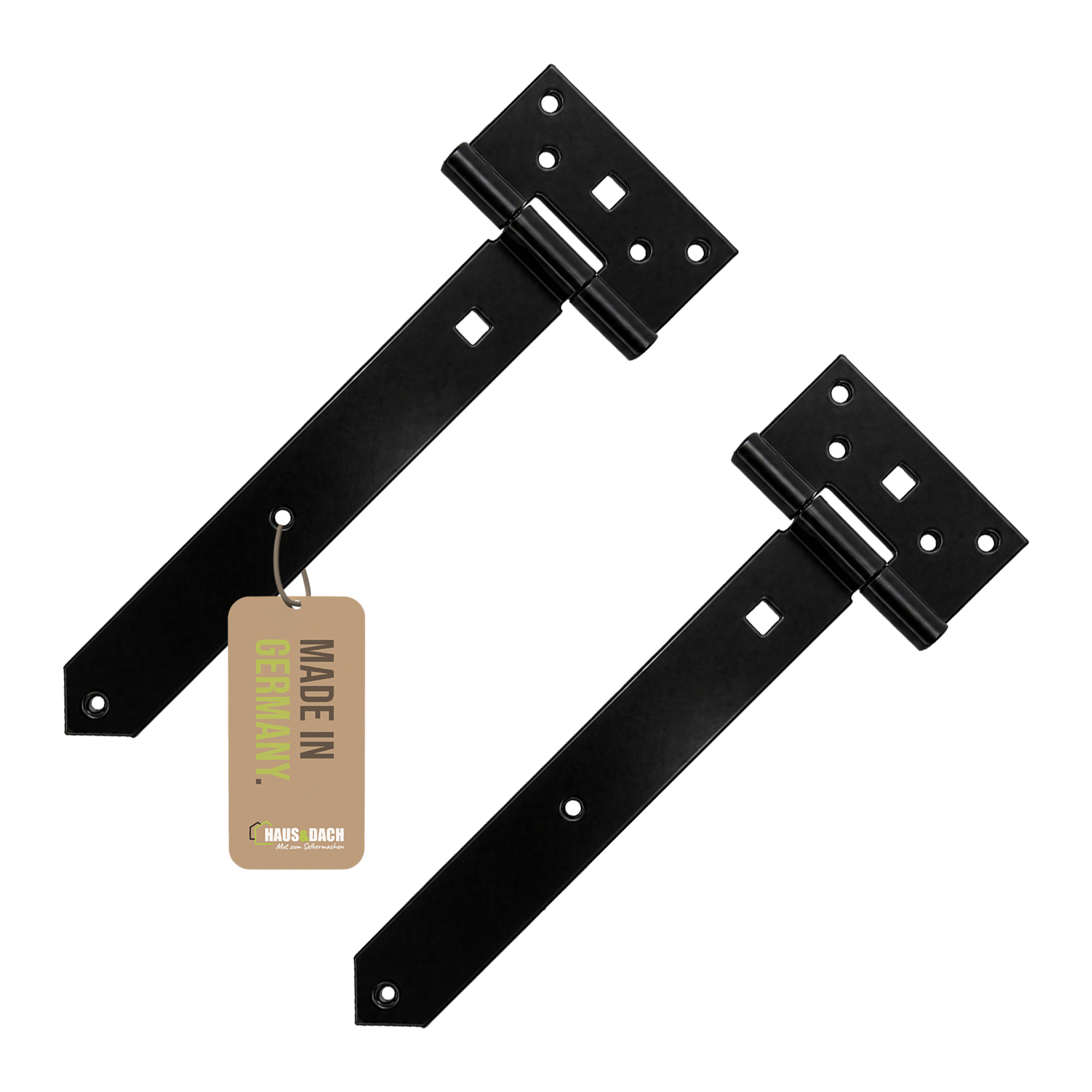 HAUS&DACH Kreuzgehänge Set 500 mm schwarz verzinkt - schweres Torband / Türband für Gartentor & Holztor