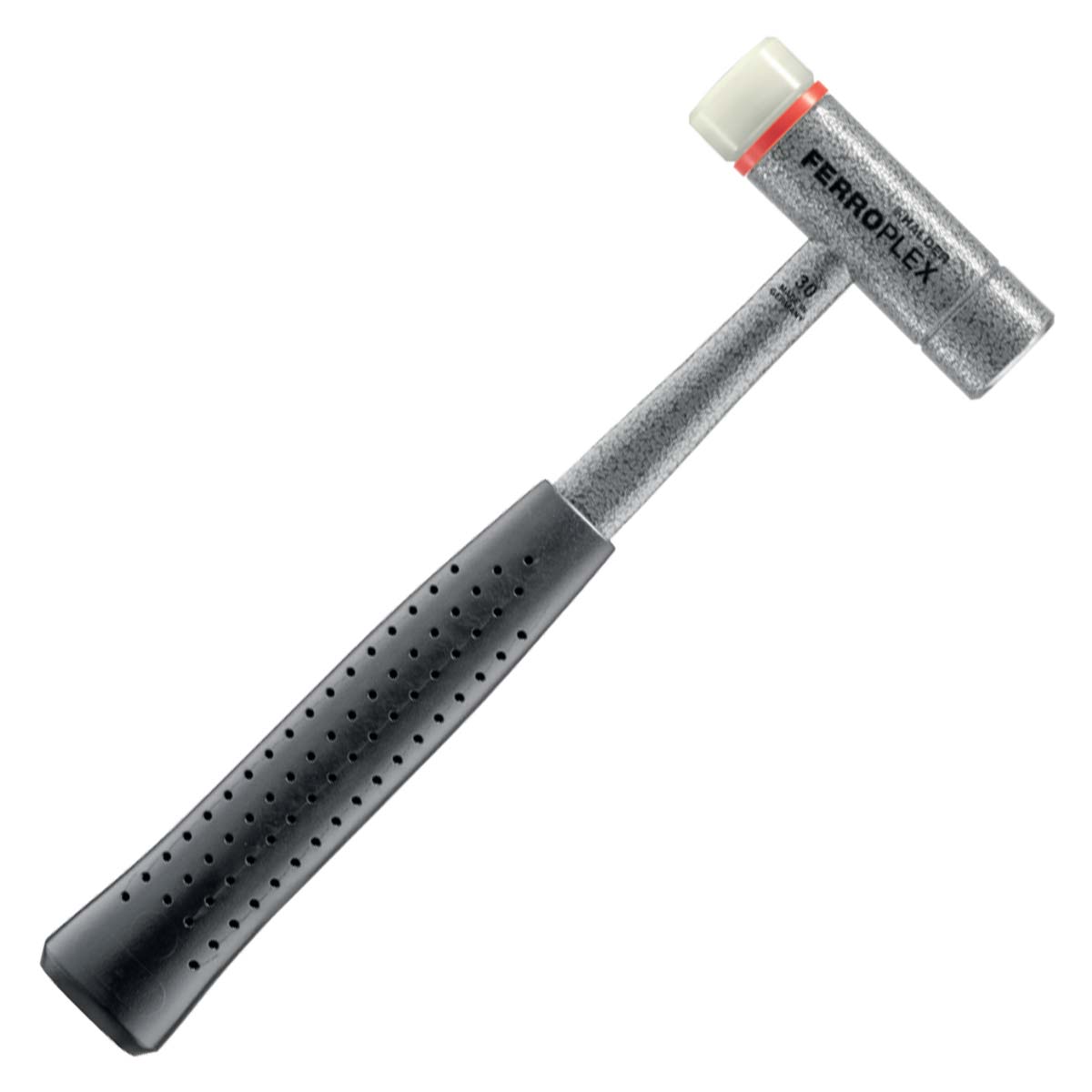 Halder Kombihammer FERROPLEX, 30 mm, Stahlbahn gehärtet und Nylon-Einsatz, Stahlrohrstiel mit Gummigriff