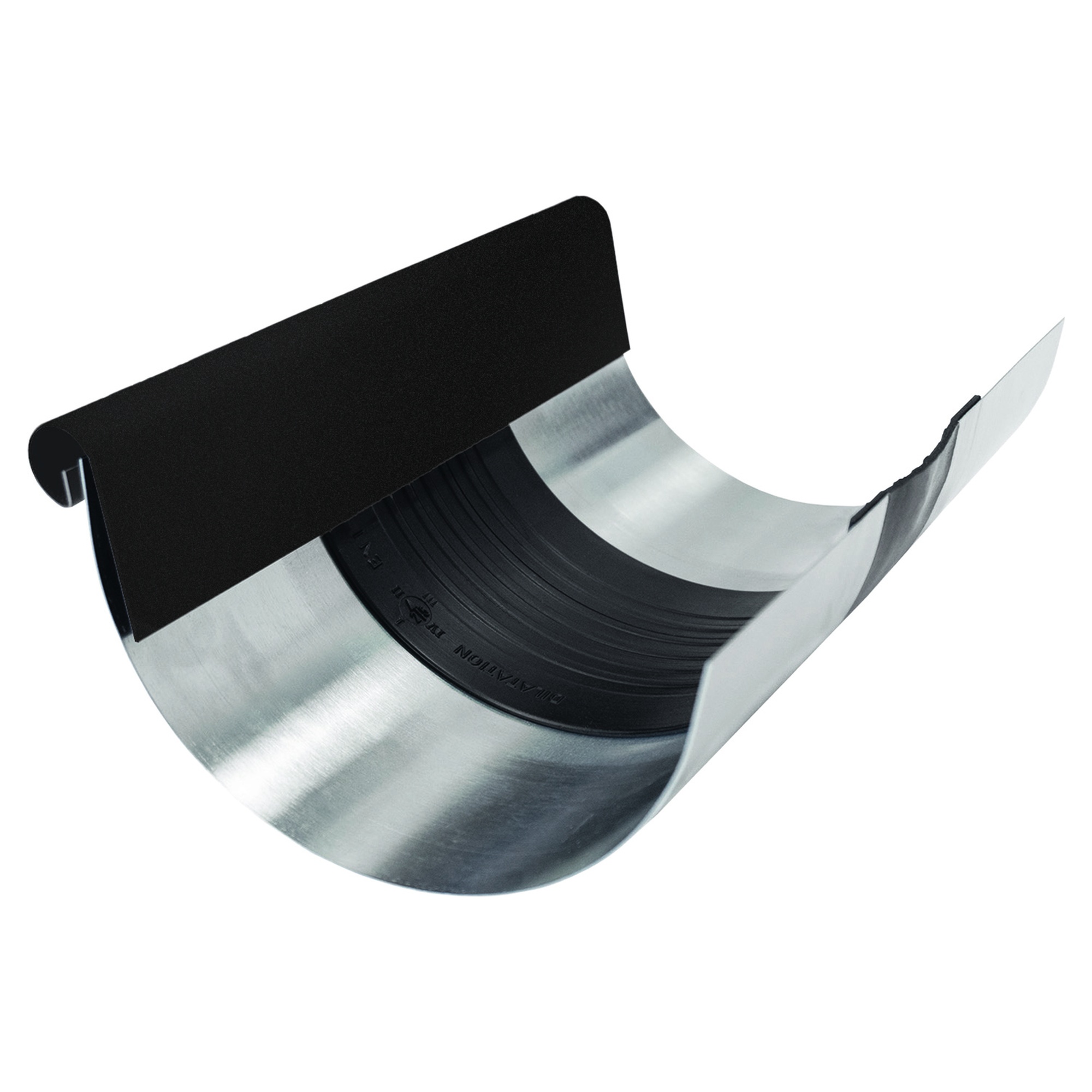 Zambelli Rinnen-Dilatation halbrund 250, 8-teilig, Schwarz RAL 9005, COLORDUR, 260 mm breit, mit Schutzblende - 1 Stk.