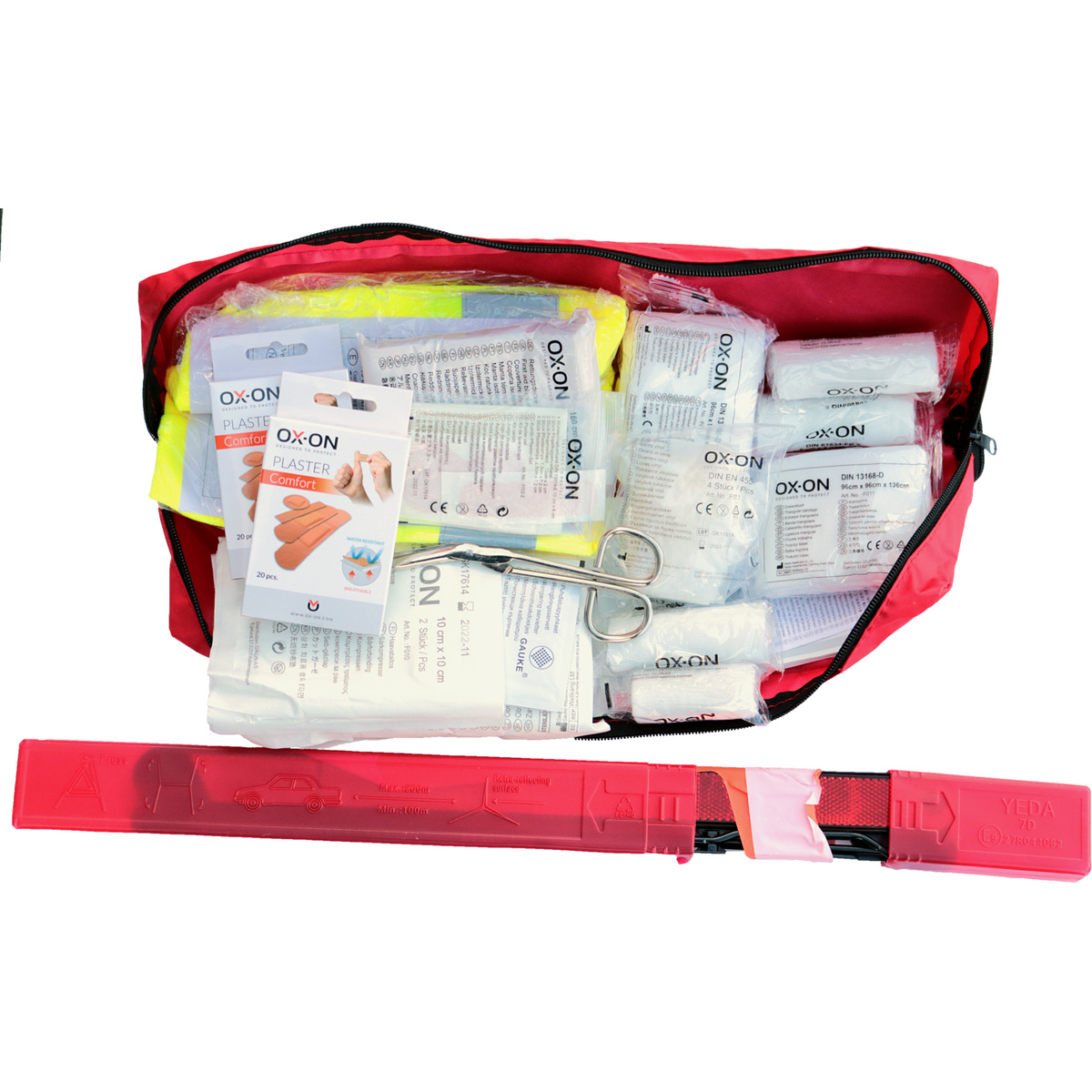 OX-ON 3-in-1 KFZ Safety Kit Erste Hilfe, Warnweste, Warndreieck