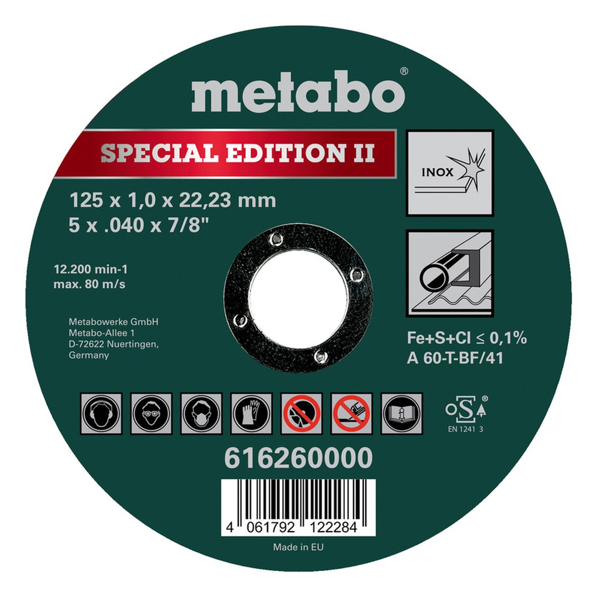 Metabo Special Edition II Trennscheibe 125x1,0x22,23 mm Inox