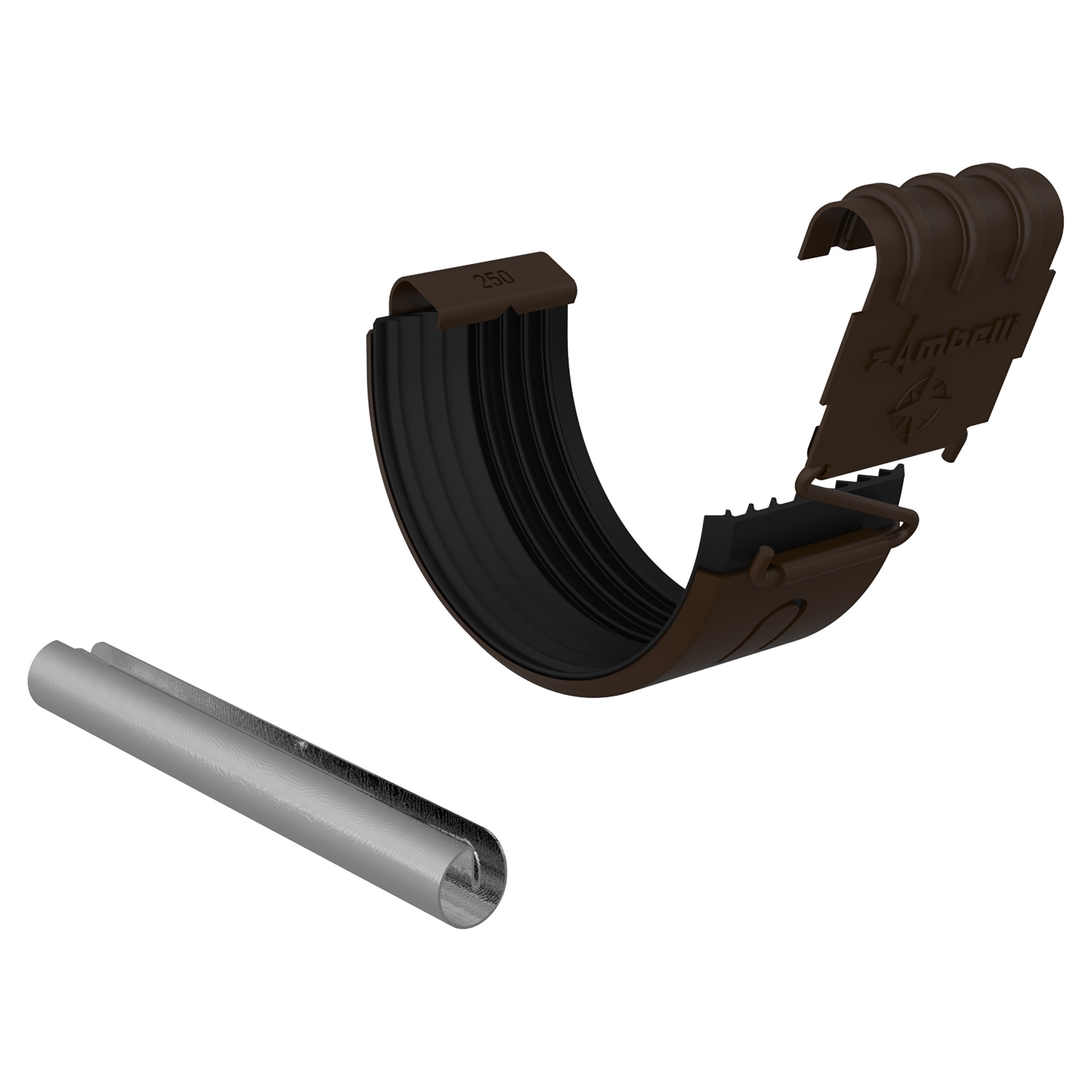 Zambelli Set Rinnen- und Wulstverbinder halbrund 250, 8-teilig, Dunkelbraun RAL 8019, COLORDUR, mit Zambelli-Logo - 1 Set