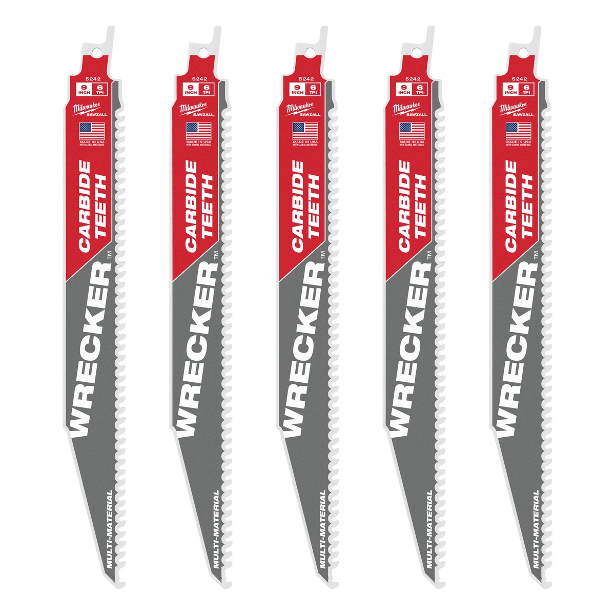 Milwaukee Säbelsägeblatt THE WRECKER HM-bestückt 230 x 4,2 mm (6 TPI) - 5 Stk.