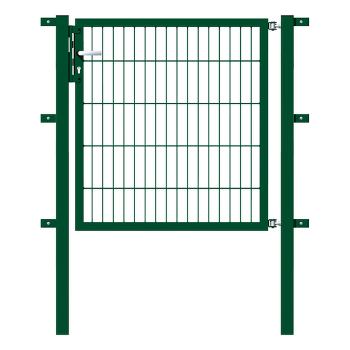 Alberts Einzeltor Flexo, Typ 6/5/6 - Lagerung komplett verpackt, 1000 x 1000 mm, Pfosten: 60 x 60 mm, Stahl roh, feuerverzinkt, grün