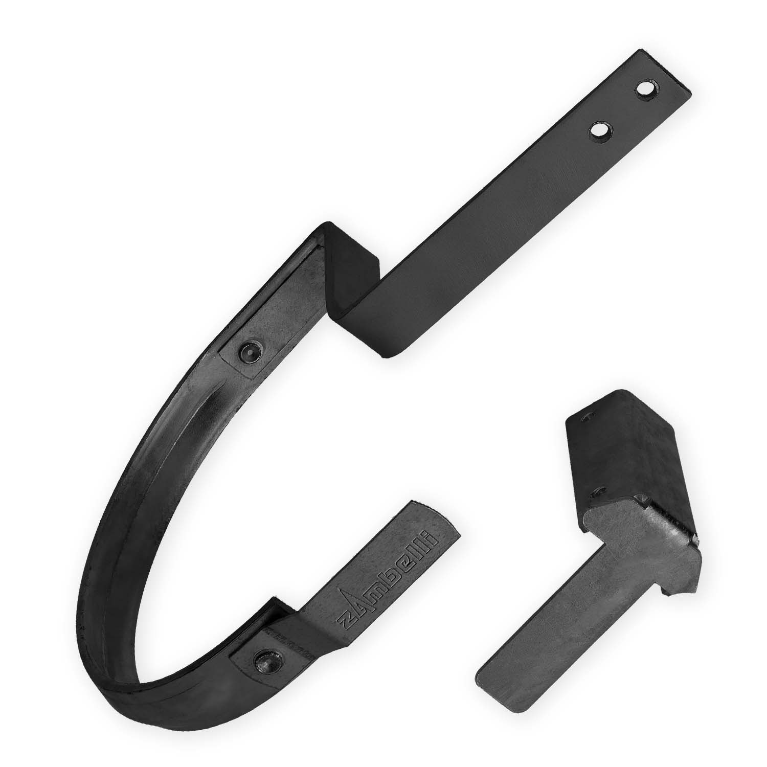 Zambelli Rinnenhaken-Set 61° für 5 tlg Rinnen, Schwarz, Haken 120-160 mm, Halter 20mm/61°