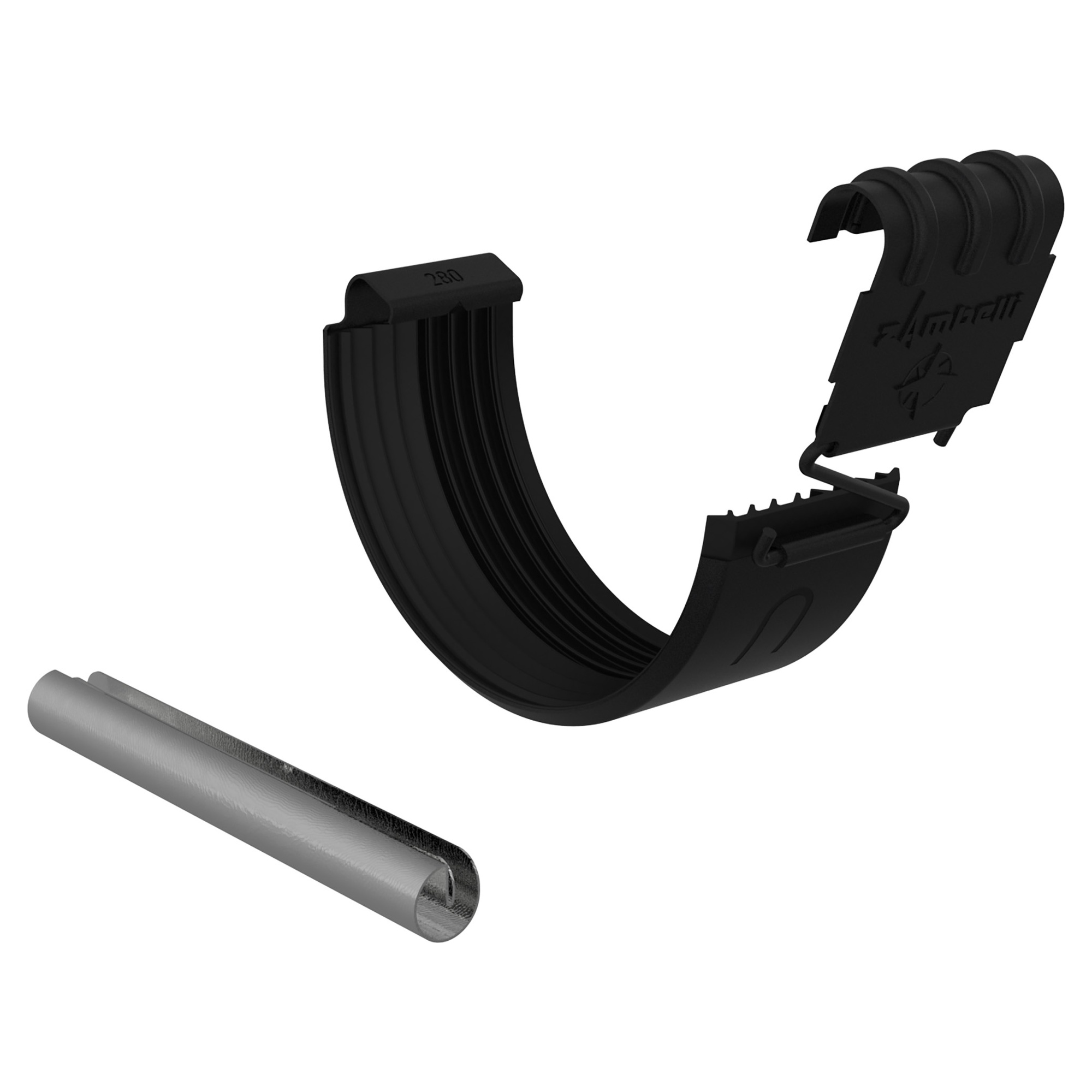 Zambelli Set Rinnen- und Wulstverbinder halbrund 280, 7-teilig, Schwarz RAL 9005, COLORDUR, mit Zambelli-Logo - 1 Set