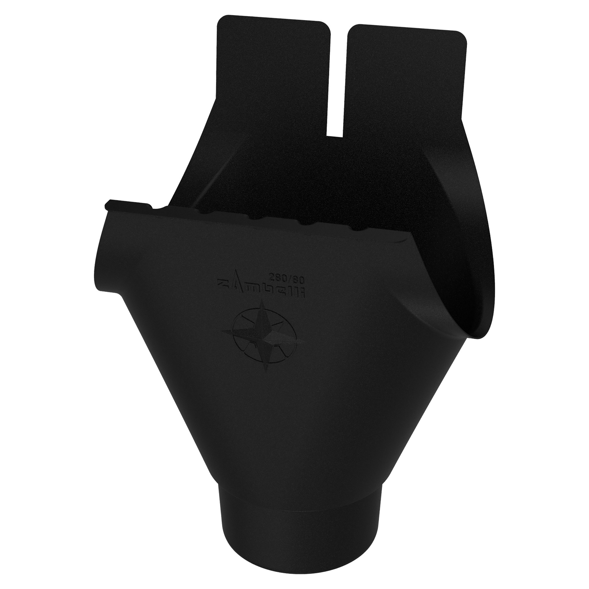 Zambelli Rinnenstutzen Meister-Stutzen oval 250/80, 8-teilig, Schwarz RAL 9005, COLORDUR, hinten gefalzt, mit Zambelli-Logo - 1 Stk.