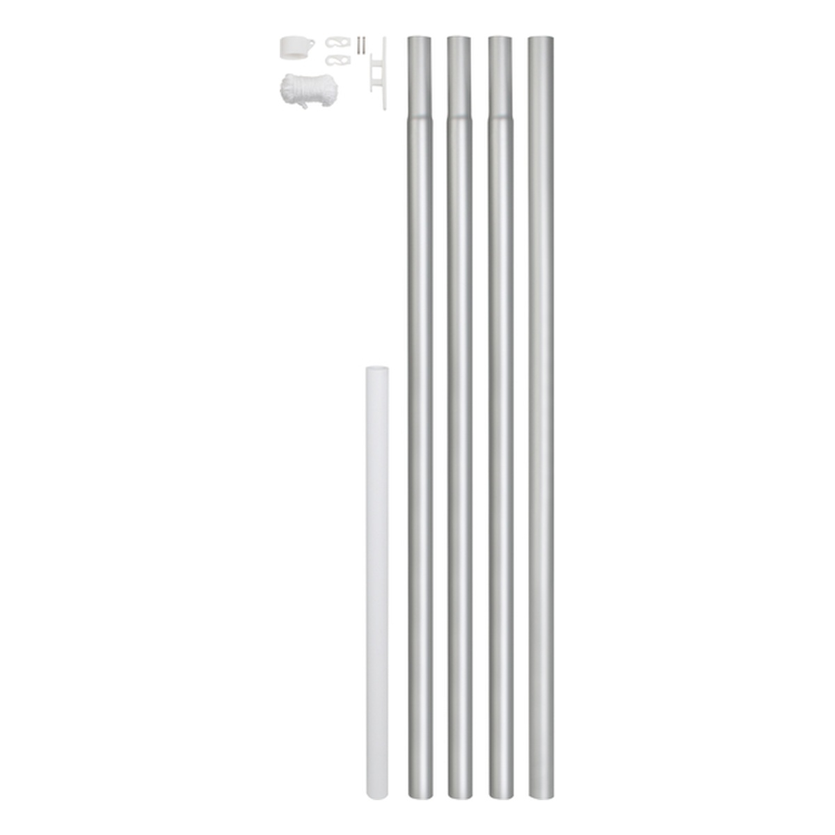 Alberts Fahnenmast, zylindrische Form, 50 x 50 x 6200 mm, Höhe über Boden: 5750 mm, Aluminium, blank - 1 Stk.