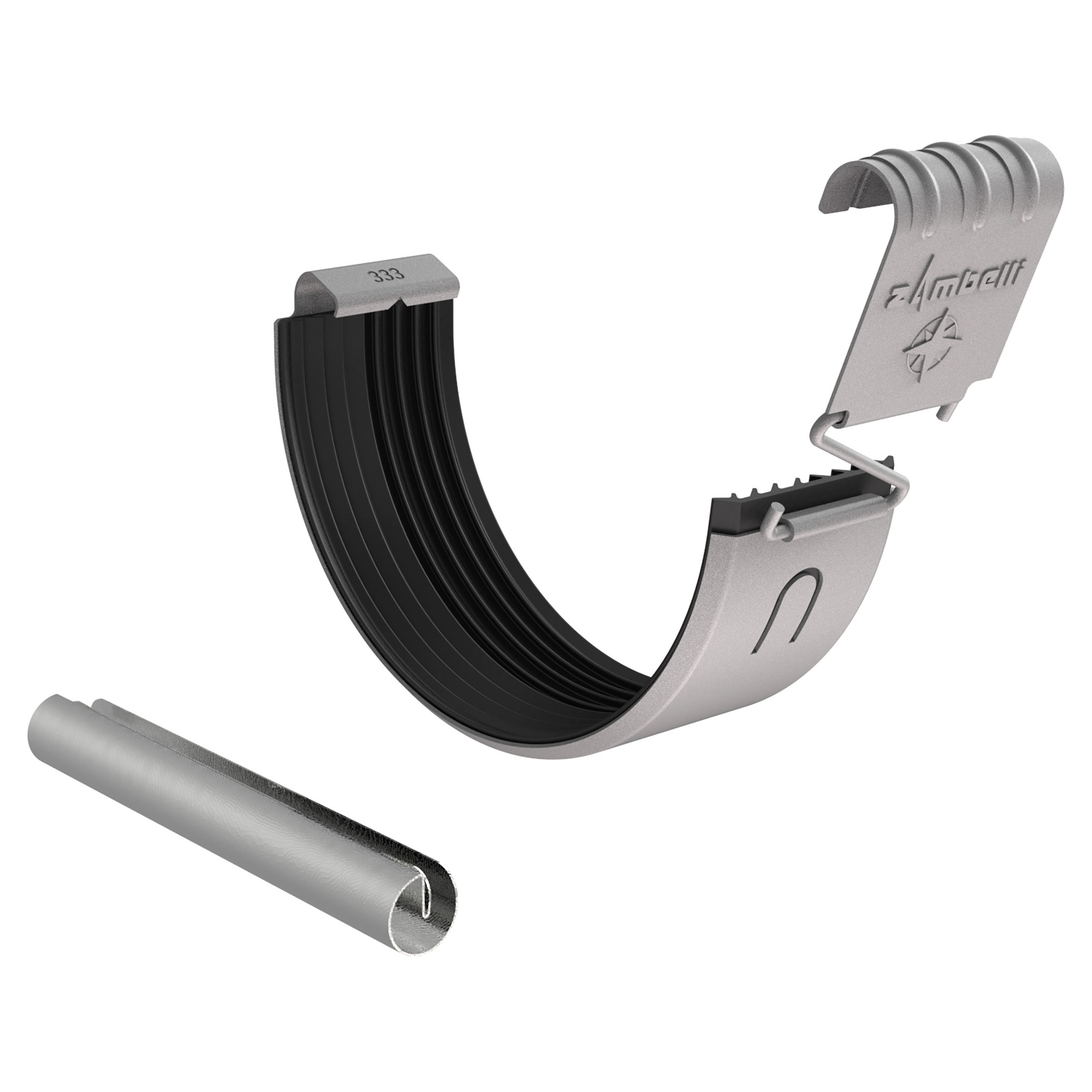 Zambelli Set Rinnen- und Wulstverbinder halbrund 333, 6-teilig, Weißaluminium RAL 9006, COLORDUR, mit Zambelli-Logo - 1 Set