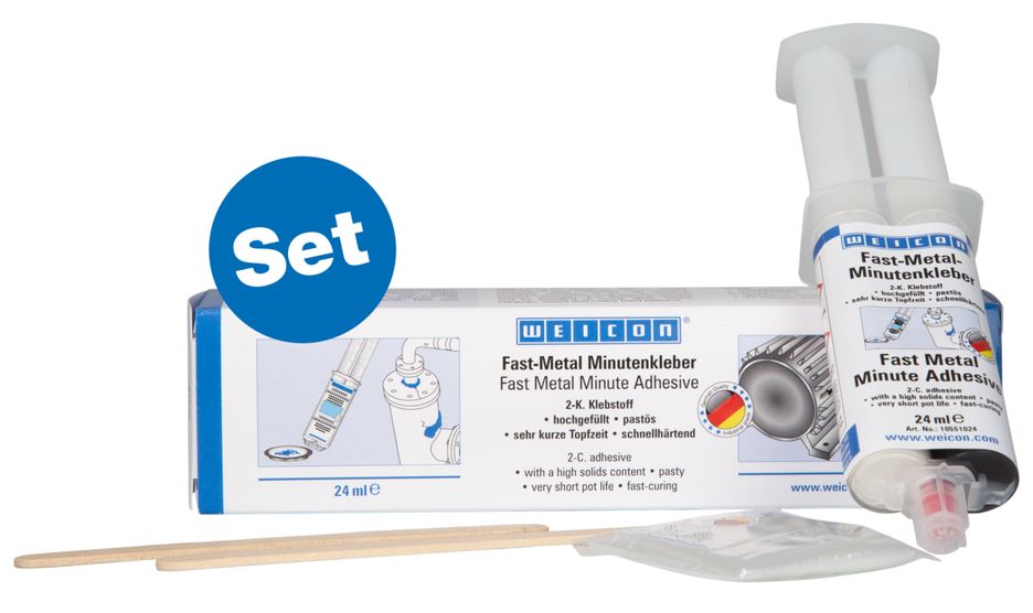 WEICON Fast-Metal Minutenkleber, Flüssigmetall Epoxidharzklebstoff, 1 Set, grau WEICON Fast-Metal Minutenkleber, Flüssigmetall Epoxidharzklebstoff, 1 Set, grau